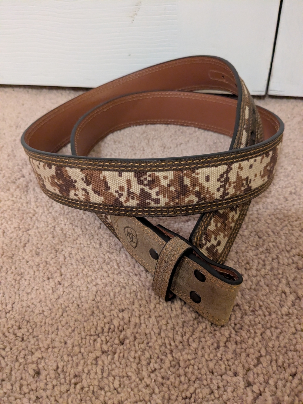 Ariat Camo Leather & Canvas Belt